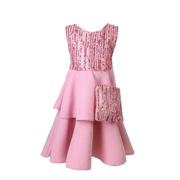 Girl's Party Dress With Sparkles and a Purse - Picture 2 of 2